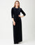 Velvet Square Neck Maxi Dress Shabbos Robe with Puffed Sleeves Black