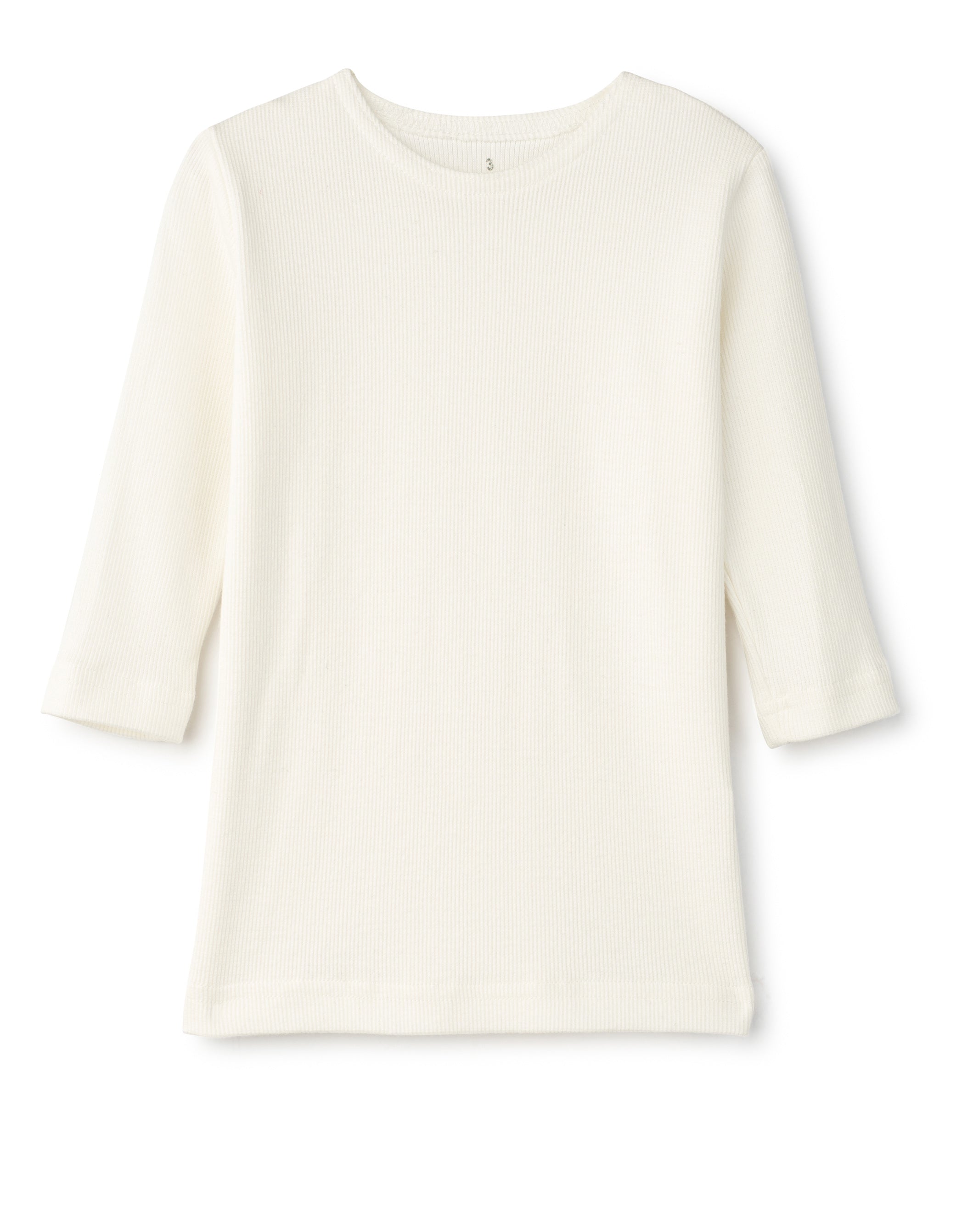 Kids Pima Cotton 3/4 Sleeve Ribbed Crew Neck Shell
