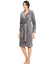 Terry Wrap Short Belted Hoodie Bathrobe with Piped Trim Gray