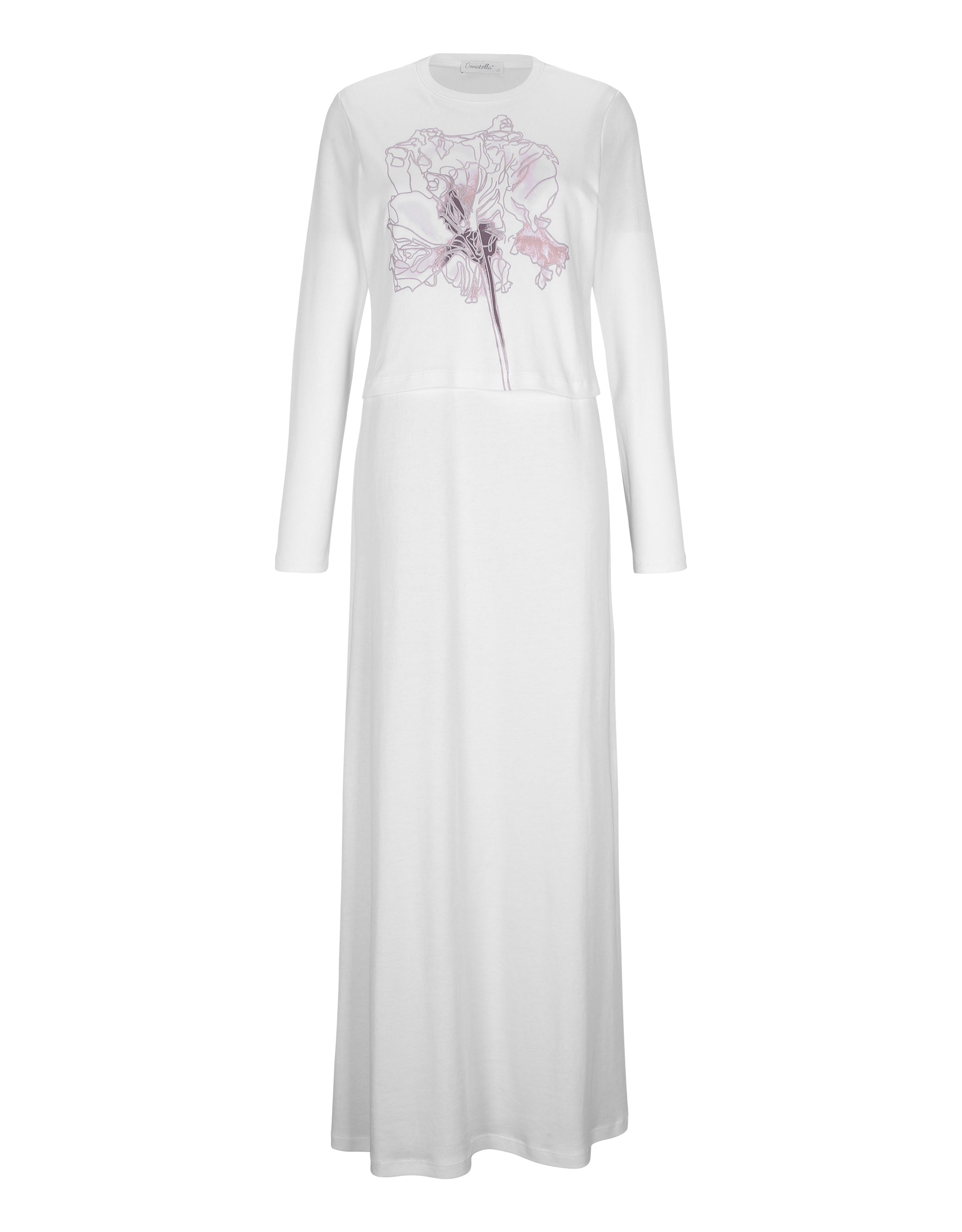 Nursing Bolero Nightgown with Floral Motif White