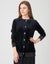 Plush Velour Button Crew Cardigan with Bottom Rib and Pockets