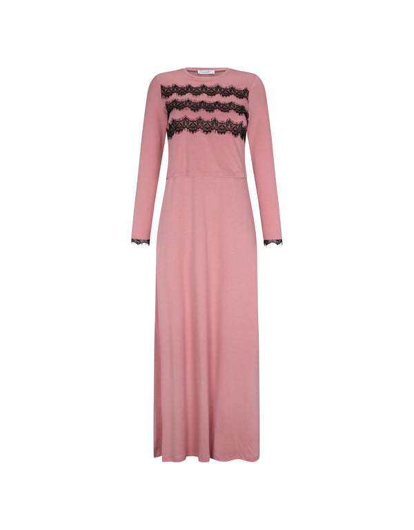 Triple Lace Nursing Bolero Nightgown Pink Black