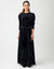 Elastic Waist Velour Maxi Dress Shabbos Robe with Gold Buttons