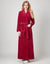 Terry Wrap Long Waffle Textured Belted Bathrobe With Shawl Collar Raspberry