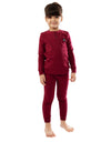Kids Pima Cotton Googly Button Top Legging Playwear Set Burgundy
