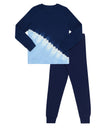 Kids Pima Cotton Diagonal Tie Dye Pajamas Legging Playwear Set Blue