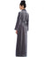 Terry Wrap Long Belted Bathrobe with Piped Trim Gray