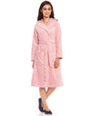 Terry Wrap Short Belted Hoodie Bathrobe with Piped Trim Pink