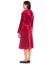 Terry Wrap Short Belted Hoodie Bathrobe with Piped Trim Raspberry
