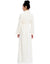 Terry Wrap Long Belted Bathrobe with Piped Trim Ivory