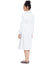 Terry Wrap Short Belted Bathrobe with Contrast Piped Trim White Gray