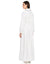 Terry Wrap Long Belted Bathrobe with Contrast Piped Trim White Gray