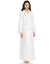 Terry Wrap Long Belted Bathrobe with Contrast Piped Trim White Gray